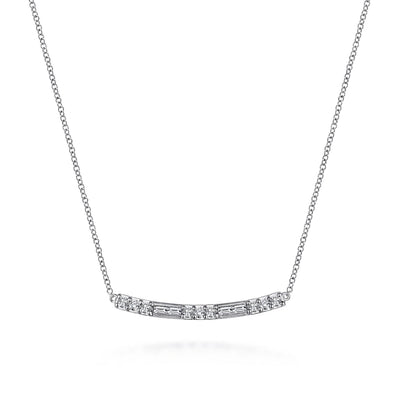 Gabriel 14K White Gold 0.47ctw Curved Bar Style Necklace