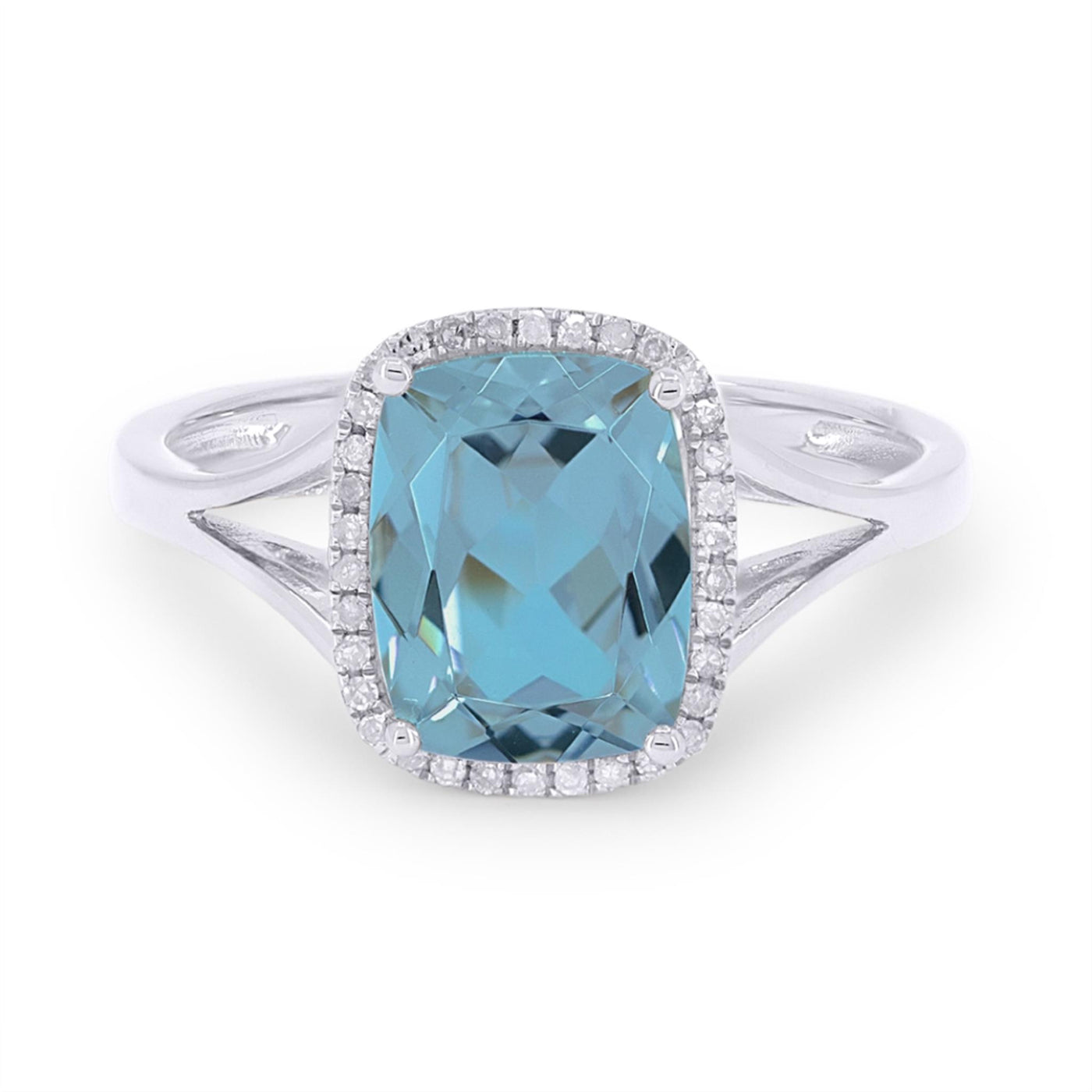 Madison L 14K White Gold 2.83ctw Halo Style Blue Topaz and Diamonds Ring