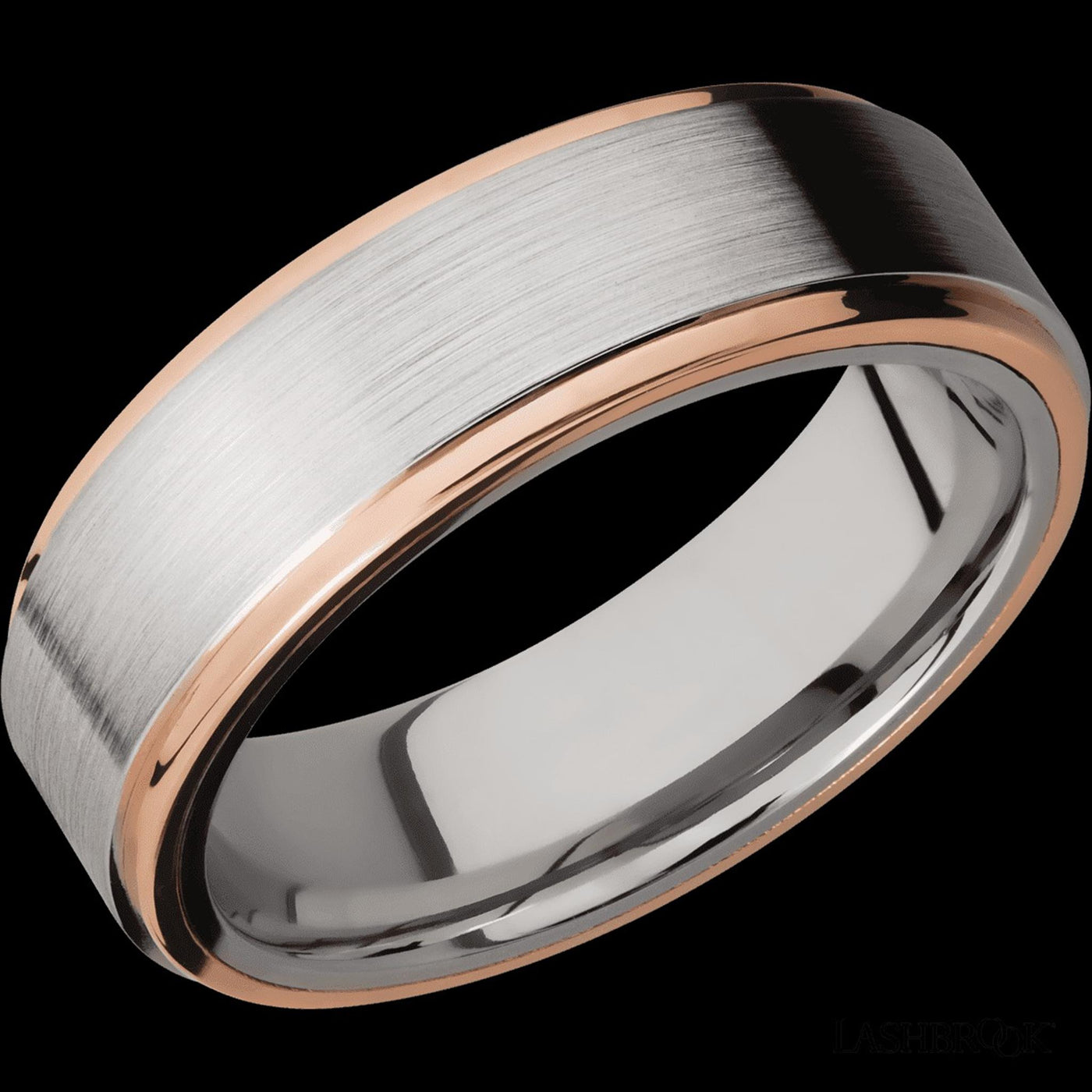 Lashbrook 7mm Cobalt Chrome and 14K Rose Gold Wedding Band