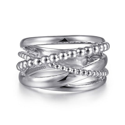 Gabriel Sterling Silver Criss Cross Bujukan Style Ring