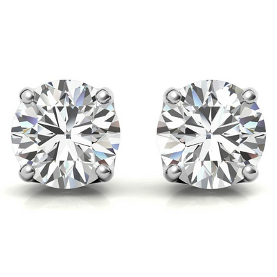 14K White Gold 1.00ctw Diamond Stud Earrings in Four Prong Solid Settings