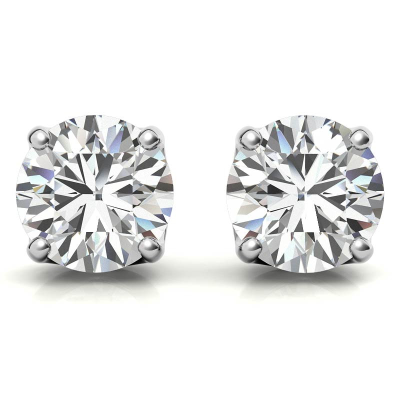 14K White Gold 0.75ctw Diamond Stud Earrings in Four Prong Basket Settings