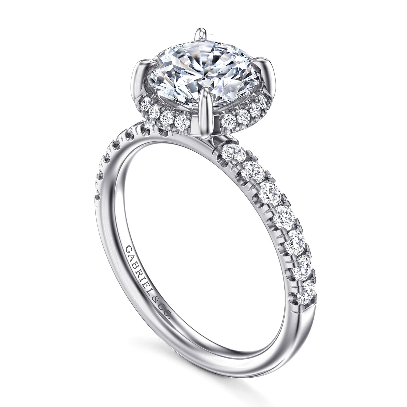 Gabriel 14K White Gold 0.423ctw 4 Prong Style Diamond Semi-Mount Engagement Ring