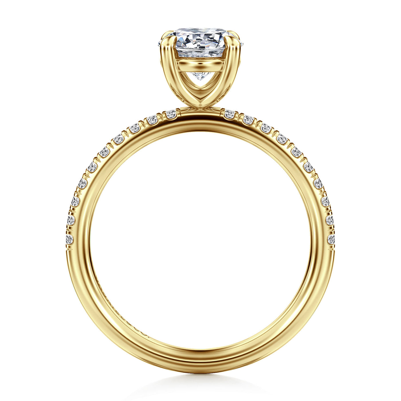 Gabriel 14K Yellow Gold 0.197ctw 4 Prong Style Diamond Semi-Mount Engagement Ring