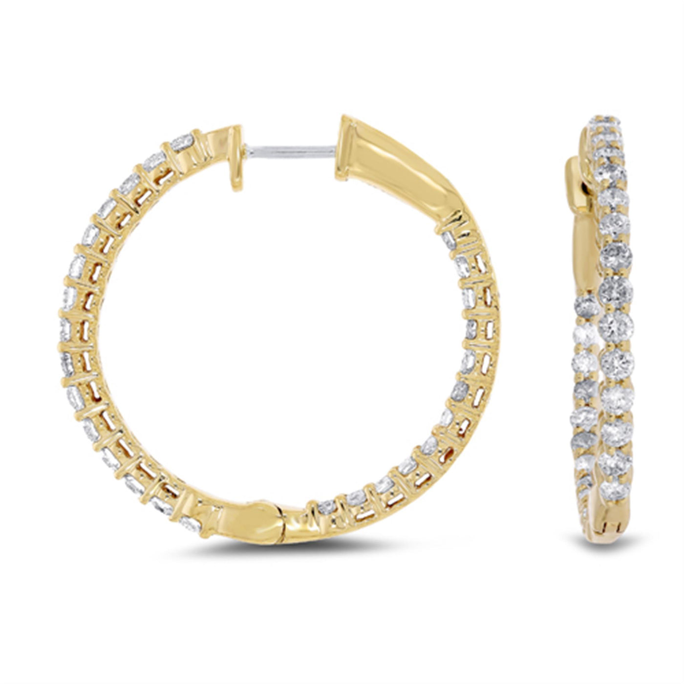 14K Yellow Gold 2.10ctw Fancy Hoop Style Lab Grown Diamond Earrings