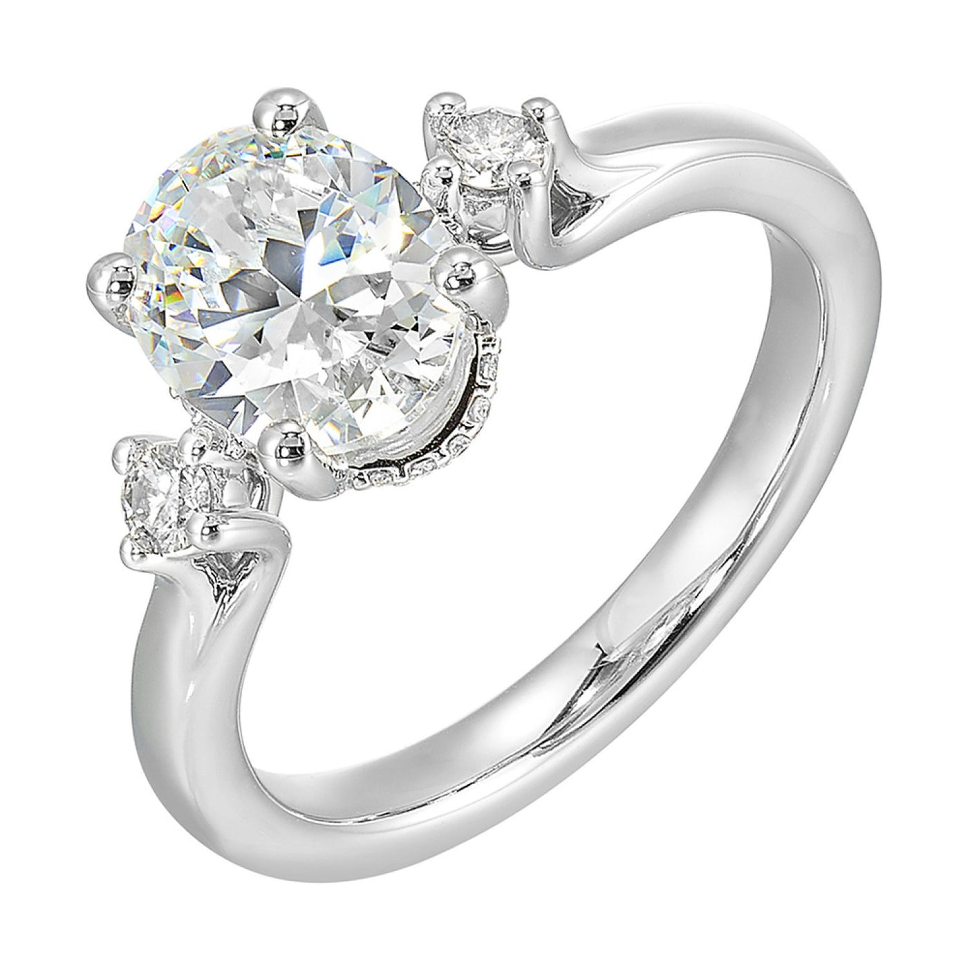 14K White Gold 0.17ctw 4 Prong Style Diamond Semi-Mount Engagement Ring