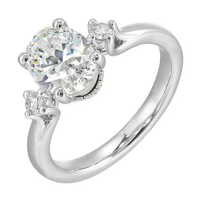 14K White Gold 0.17ctw 4 Prong Style Diamond Semi-Mount Engagement Ring