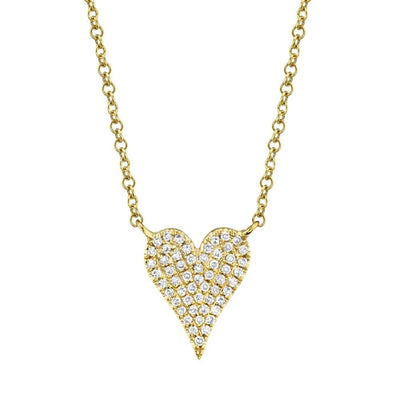 Shy Creation 14K Yellow Gold 0.11ctw Heart Style Necklace