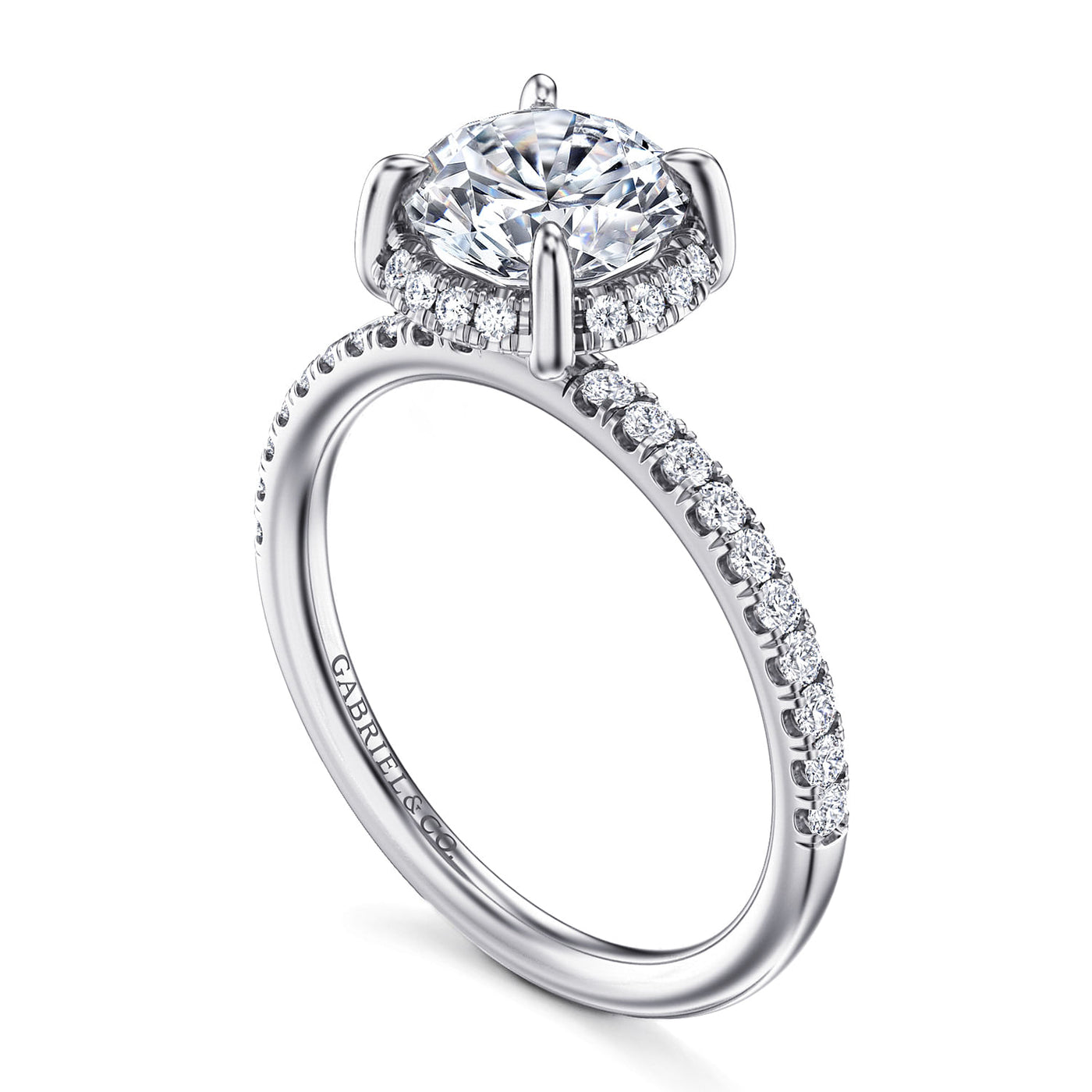 Gabriel 14K White Gold 0.30ctw 4 Prong Style Diamond Semi-Mount Engagement Ring