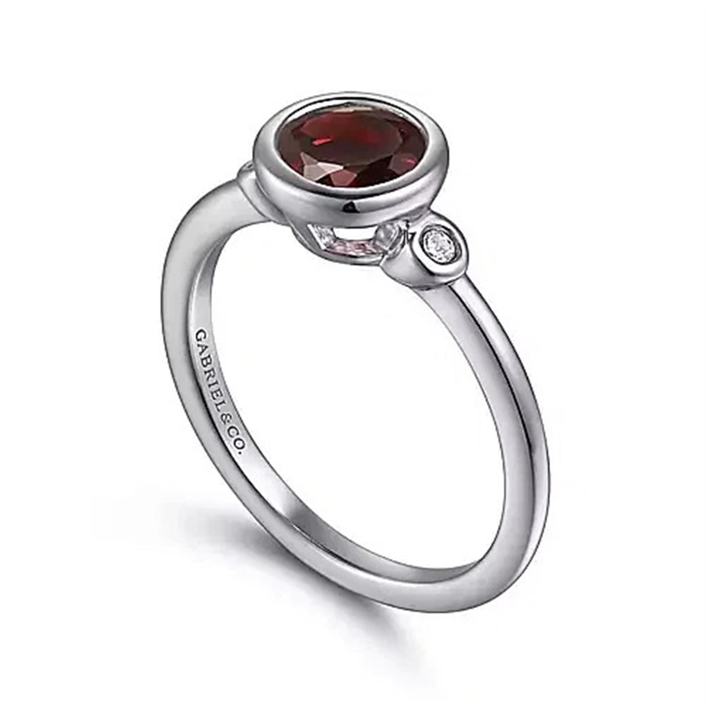 Sterling Silver 1.21ctw Three Stone Style Garnet and Diamond Ring