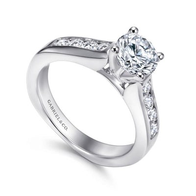 Gabriel 14K White Gold .51ctw 4 Prong Style Diamond Semi-Mount Engagement Ring