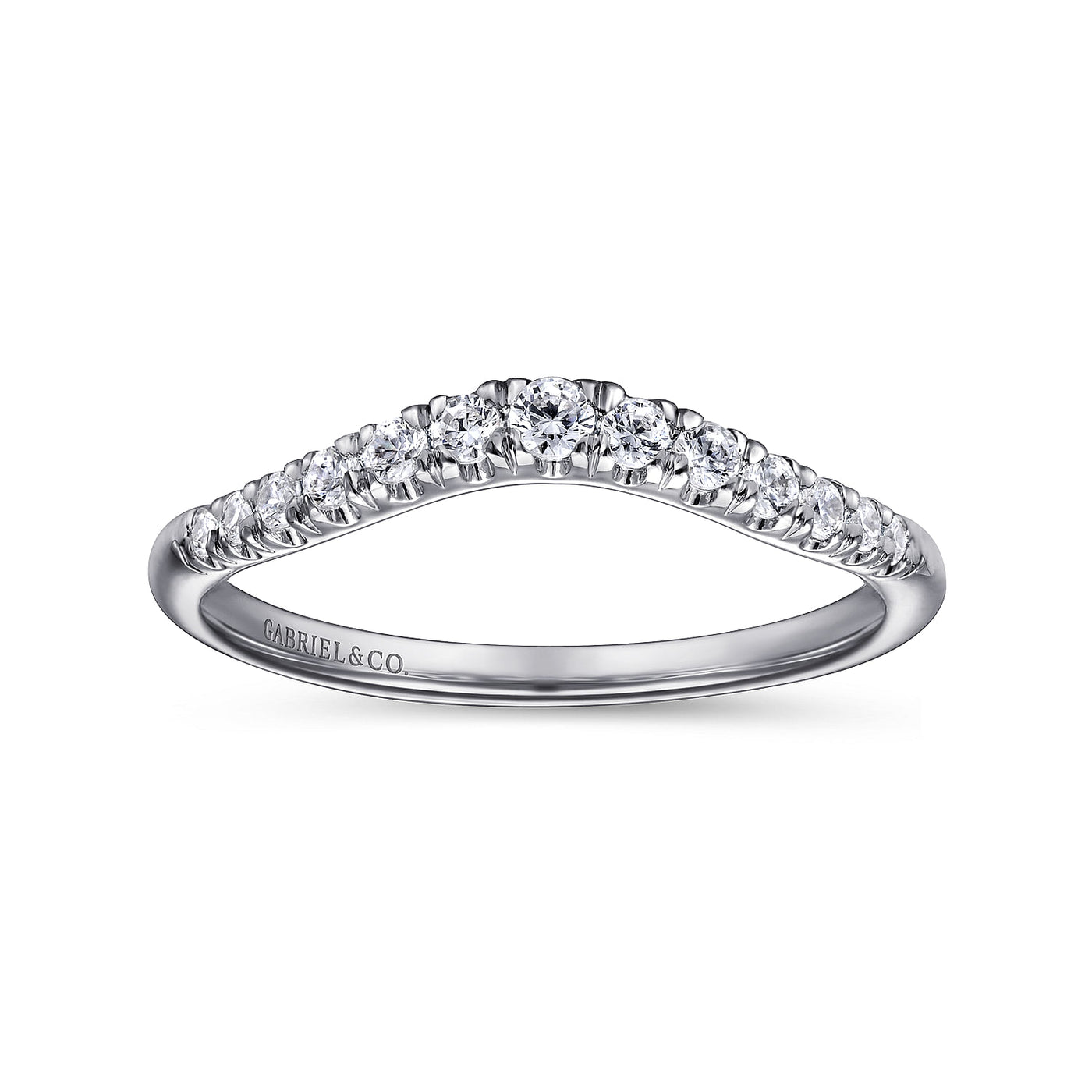 Gabriel 14K White Gold 0.25ctw Contoured Diamond Band