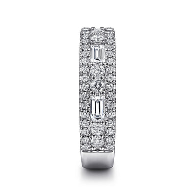 Gabriel 14K White Gold 1.15ctw Fancy Diamond Band