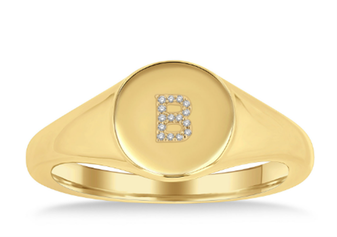 14K Yellow Gold .05ctw Initial Diamond Fashion Ring