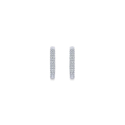 Gabriel 14K White Gold 0.30ctw Classic Round Hoop Style Diamond Earrings