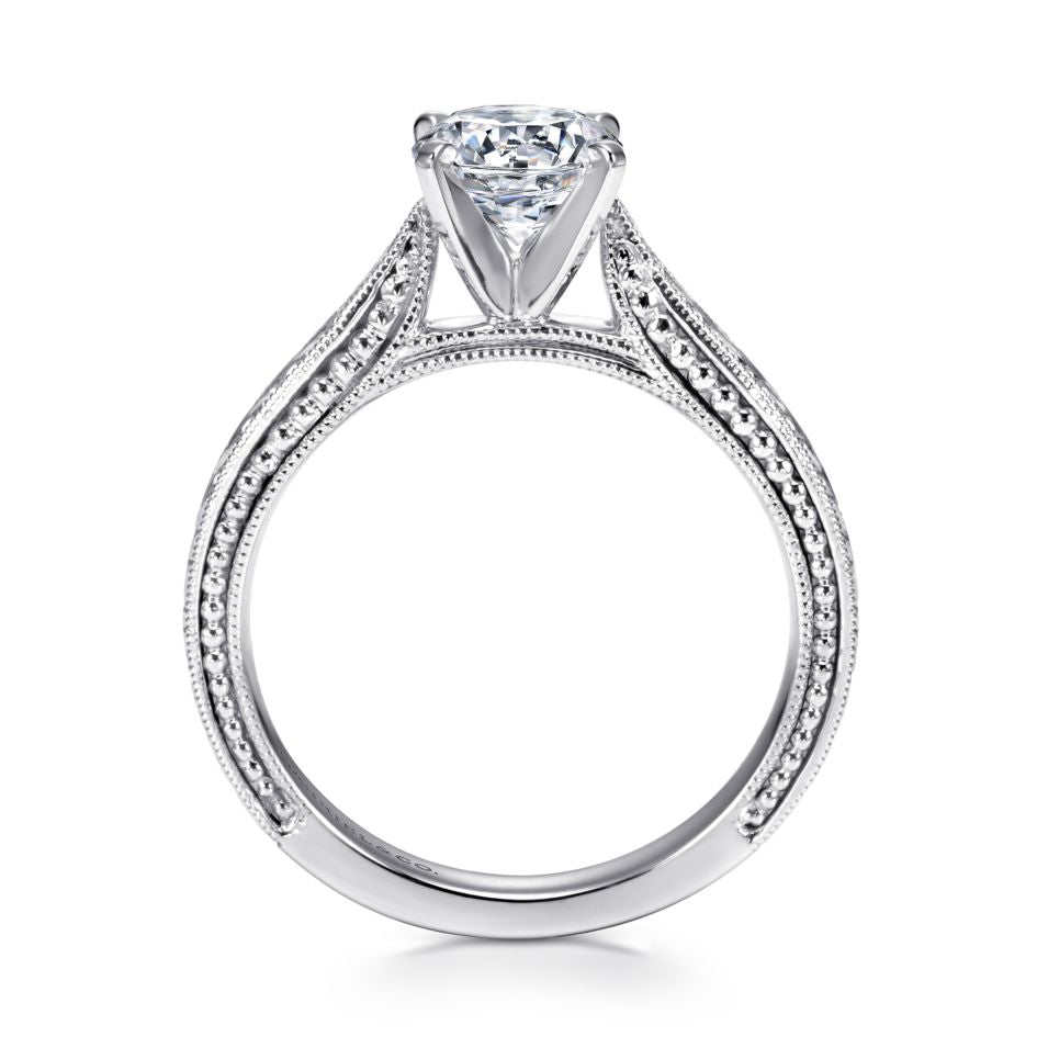 Gabriel 14K White Gold 4 Prong Style Diamond Semi-Mount Engagement Ring