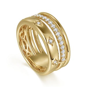 Gabriel 14K Yellow Gold 0.30ctw Stackable Diamond Fashion Ring