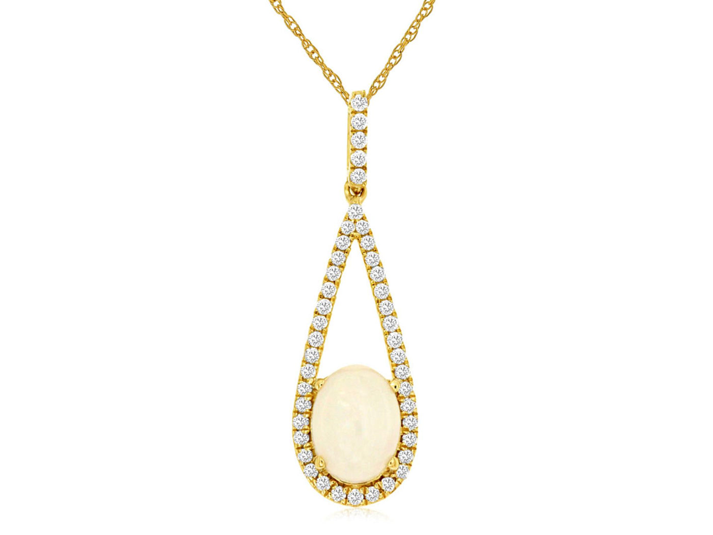 14K Yellow Gold 1.13ctw Drop Style Opal Necklace