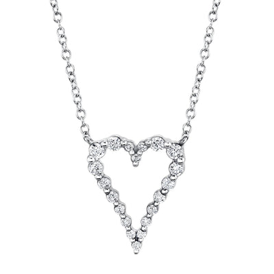 14K White Gold .26ctw Prong Set Heart Style Diamond Pendant