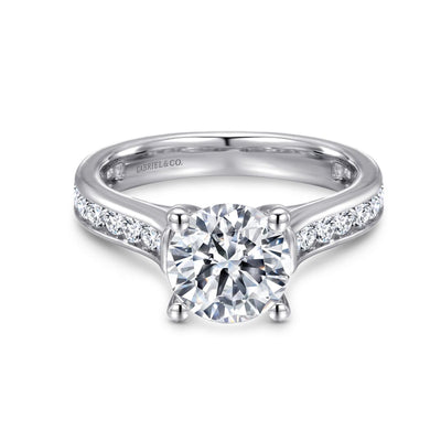 Gabriel 14K White Gold .75ctw 4 Prong Style Diamond Semi-Mount Engagement Ring