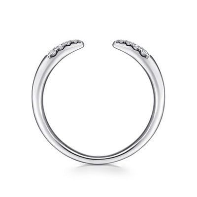 Gabriel 14K White Gold .06ctw Cuff Style Tapered Band