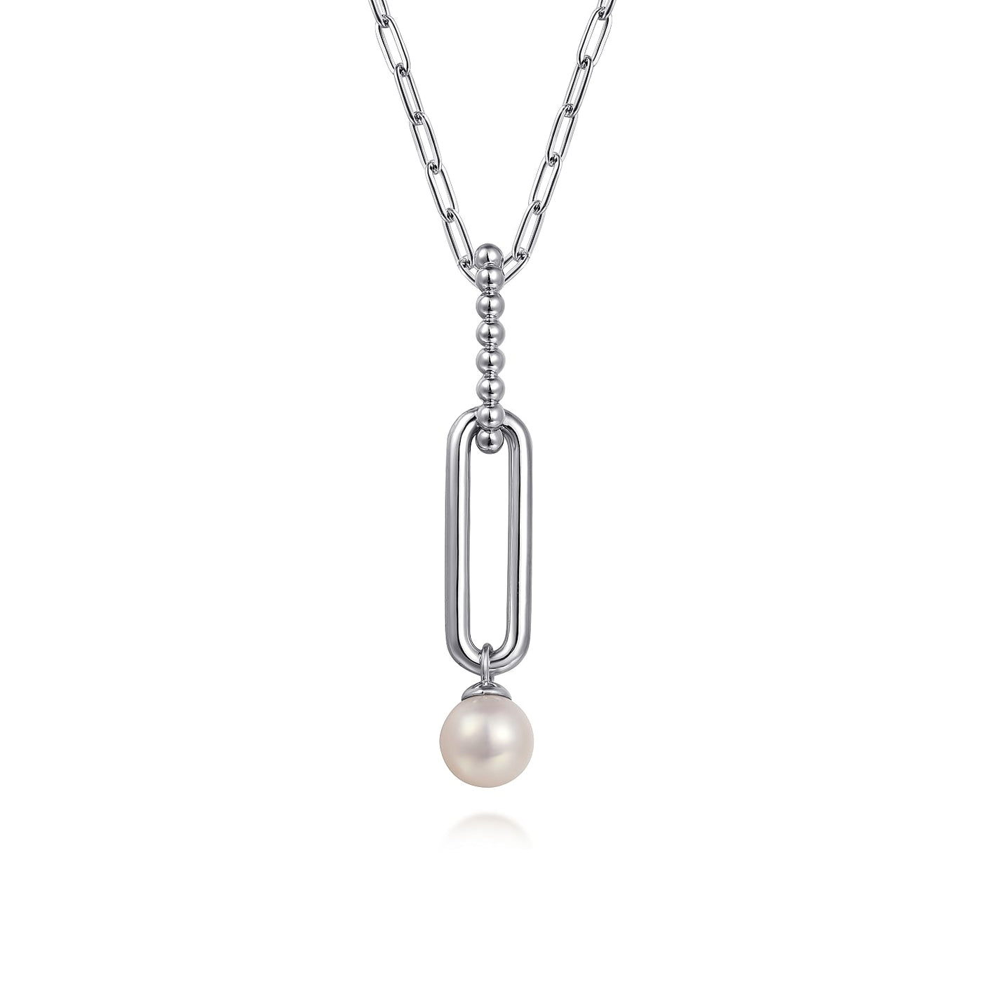 Gabriel Sterling Silver 17.5" Adjustable 0.76ctw Freshwater Pearl Drop Solitaire Necklace