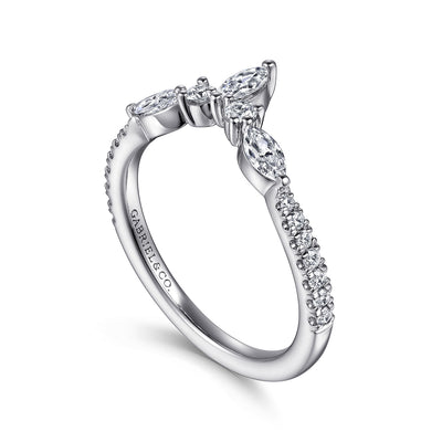 Gabriel 14K White Gold 0.45ctw Chevron Diamond Band