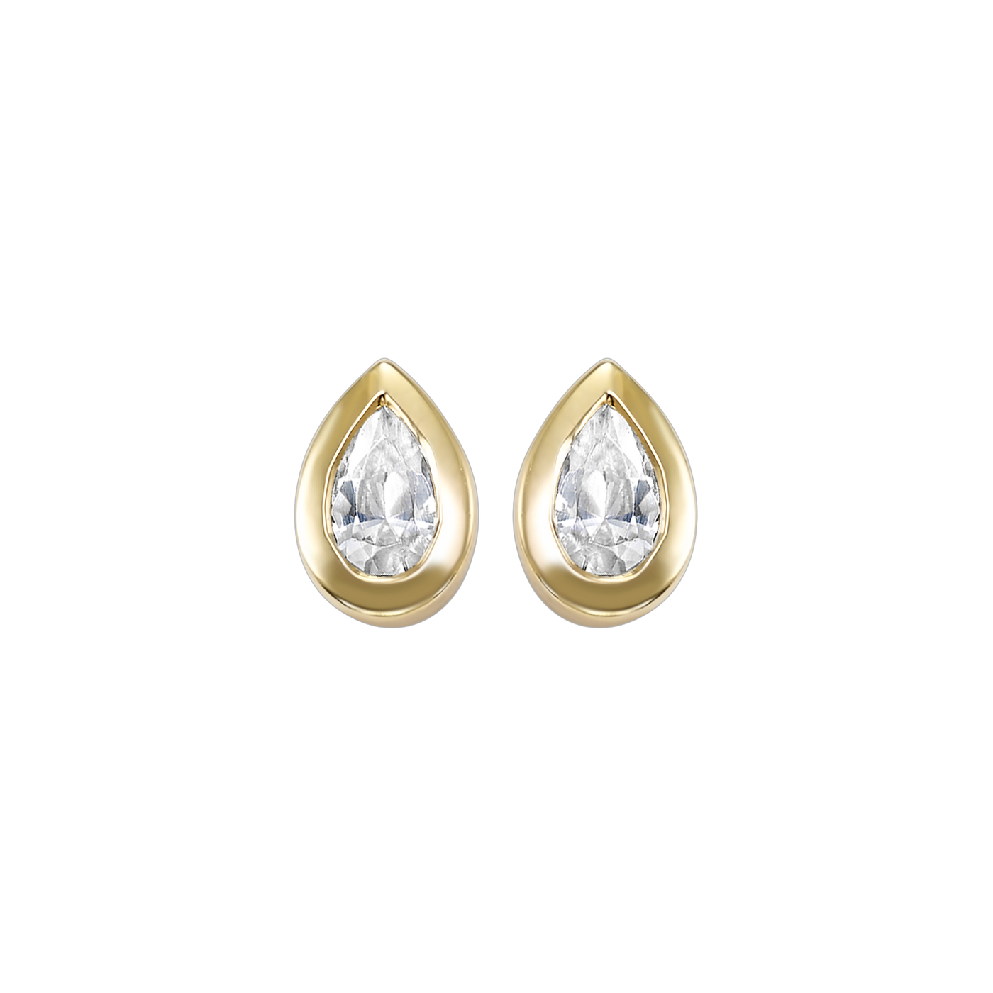 14K Yellow Gold .17ctw Bezel Style Pear Diamond Earrings