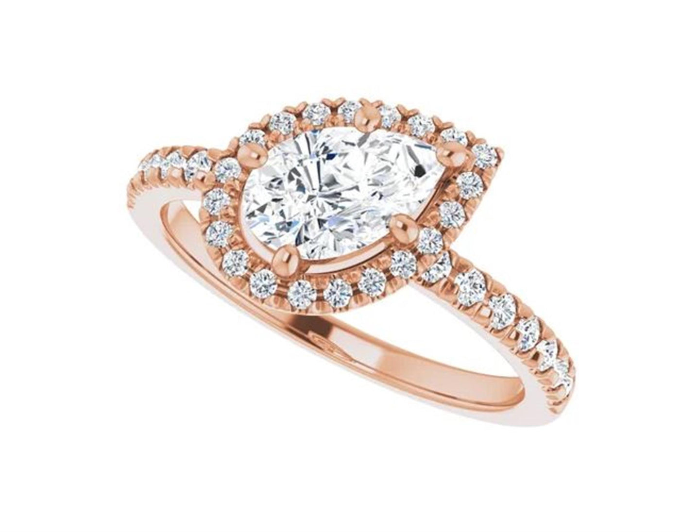 Ever & Ever 14K Rose Gold .33ctw Pear Halo Style Diamond Semi-Mount Engagement Ring