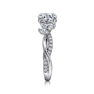 Gabriel - Floral Collection 14K White Gold 0.40ctw 4 Prong Style Diamond Semi-Mount Engagement Ring