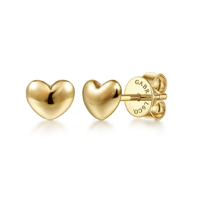 Gabriel 14K Yellow Gold Heart Button Style Earrings