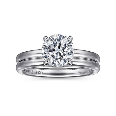 Gabriel - Classic Collection 14K White Gold .13ctw 4 Prong Style Diamond Semi-Mount Engagement Ring