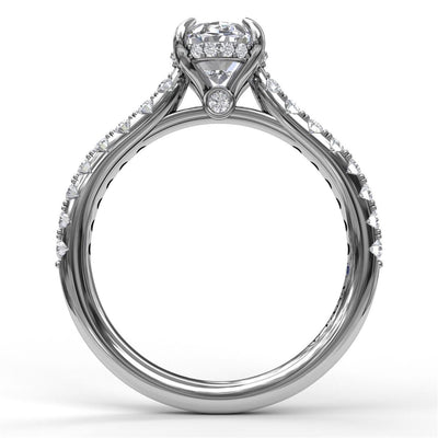 Fana 14K White Gold .39ctw Hidden Halo Style Diamond Semi-Mount Engagement Ring