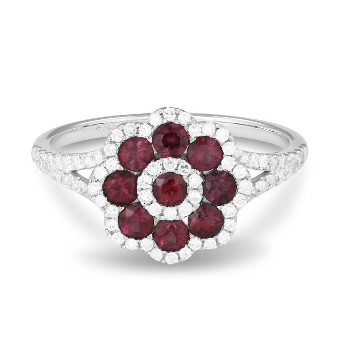 Madison L 14K White Gold 1.08ctw Multi Stone Style Rubies and Diamonds Ring