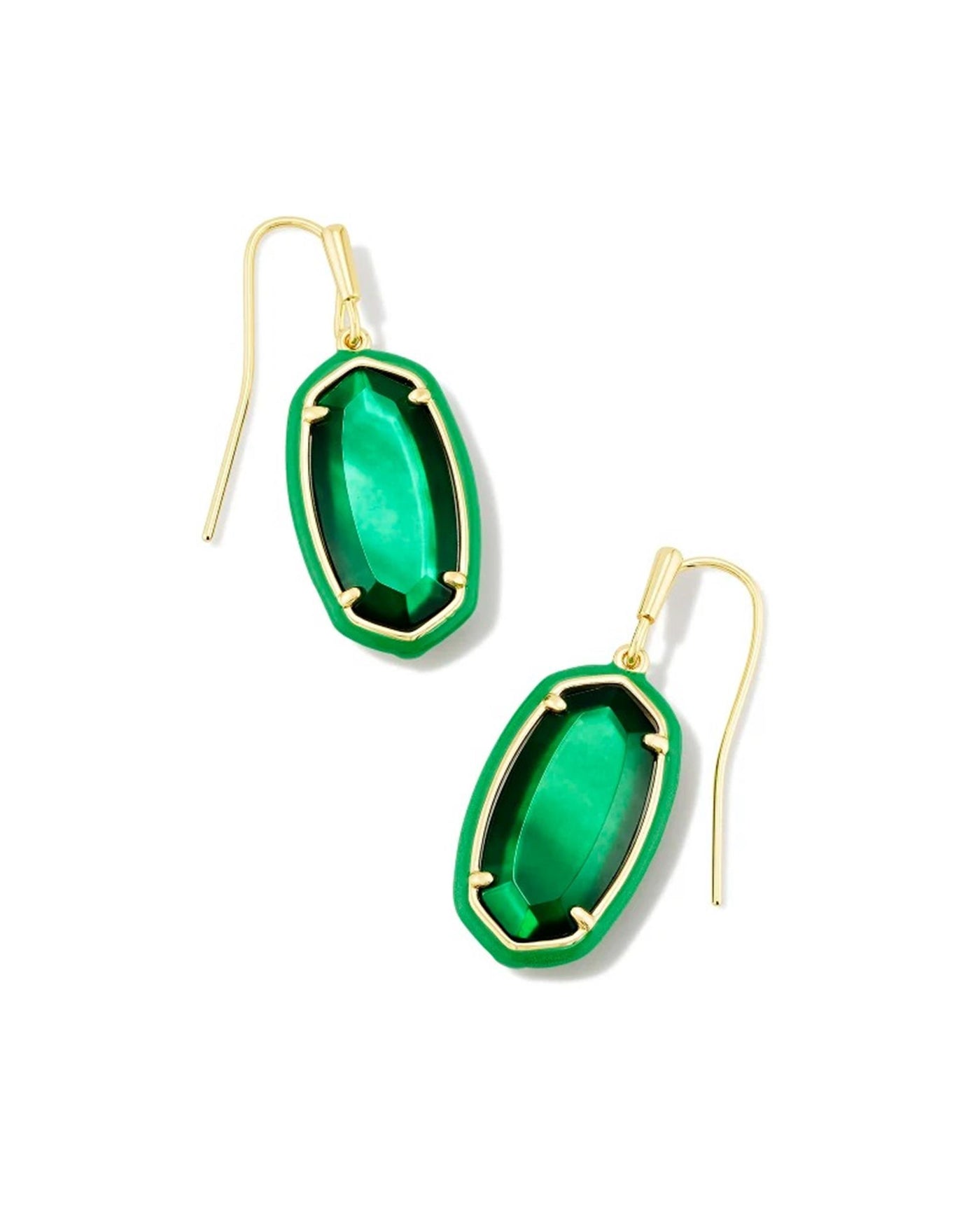 Gold Tone Earrings Featuring Green Emerald by Kendra Scott