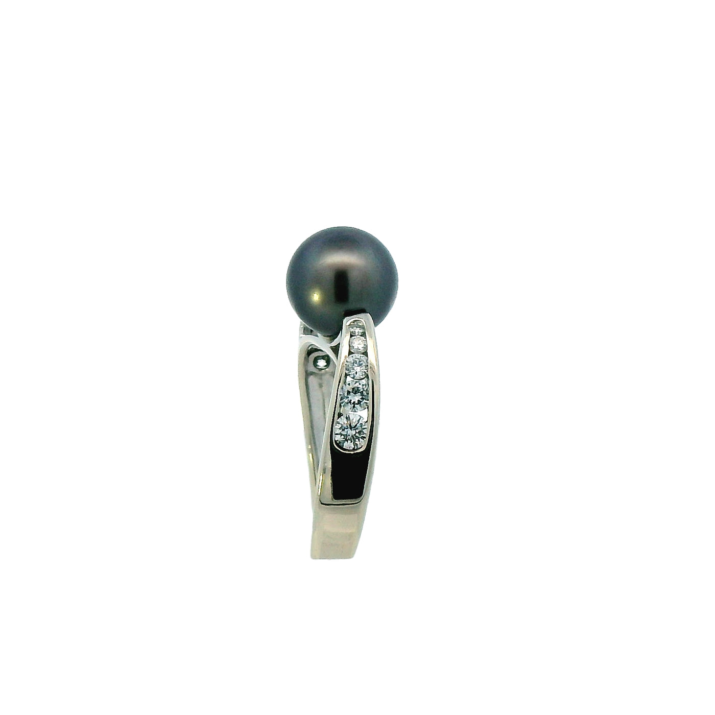 Estate 14K White Gold Tahitian Cultured Pearl Multi Stone Ring with Diamonds