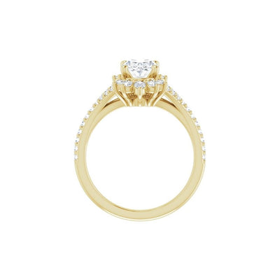 Ever & Ever 14K Yellow Gold 8x6 centerctw 4 Prong Style Diamond Semi-Mount Engagement Ring