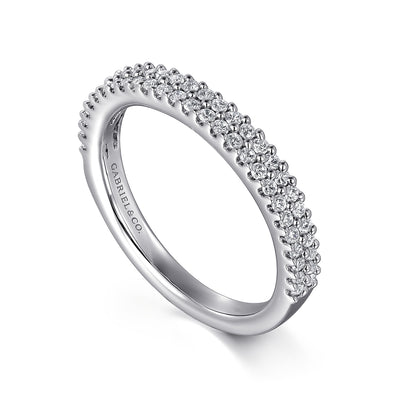 Gabriel 14K White Gold 0.329ctw Two Row Diamond Band