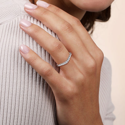 Gabriel 14K White Gold 0.239ctw Contoured Diamond Band