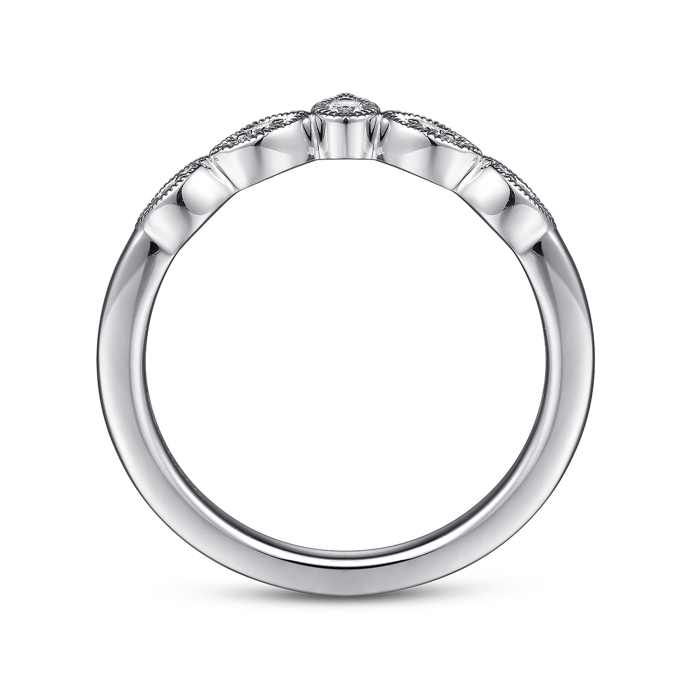 Gabriel 14K White Gold 0.07ctw Chevron Diamond Band