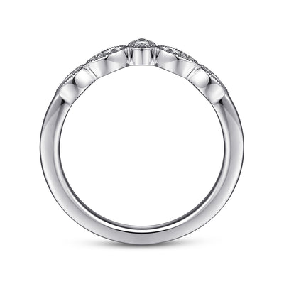 Gabriel 14K White Gold 0.07ctw Chevron Diamond Band