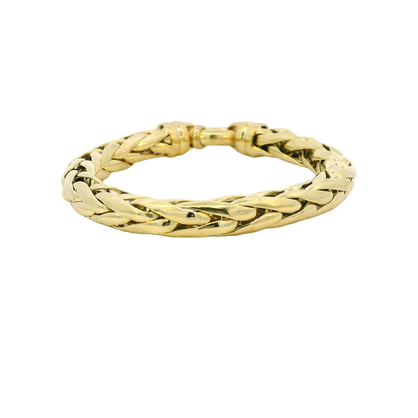 Estate 14K Yellow Gold 7.5" Semi-Solid Fancy Link Wheat Chain