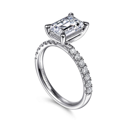 Gabriel 14K White Gold 0.342ctw 4 Prong Style Diamond Semi-Mount Engagement Ring