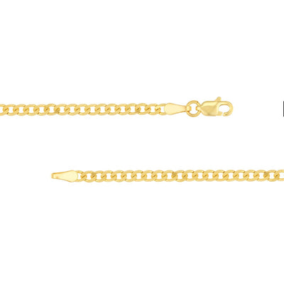 10K Yellow Gold 7" Solid Chain Curb Chain