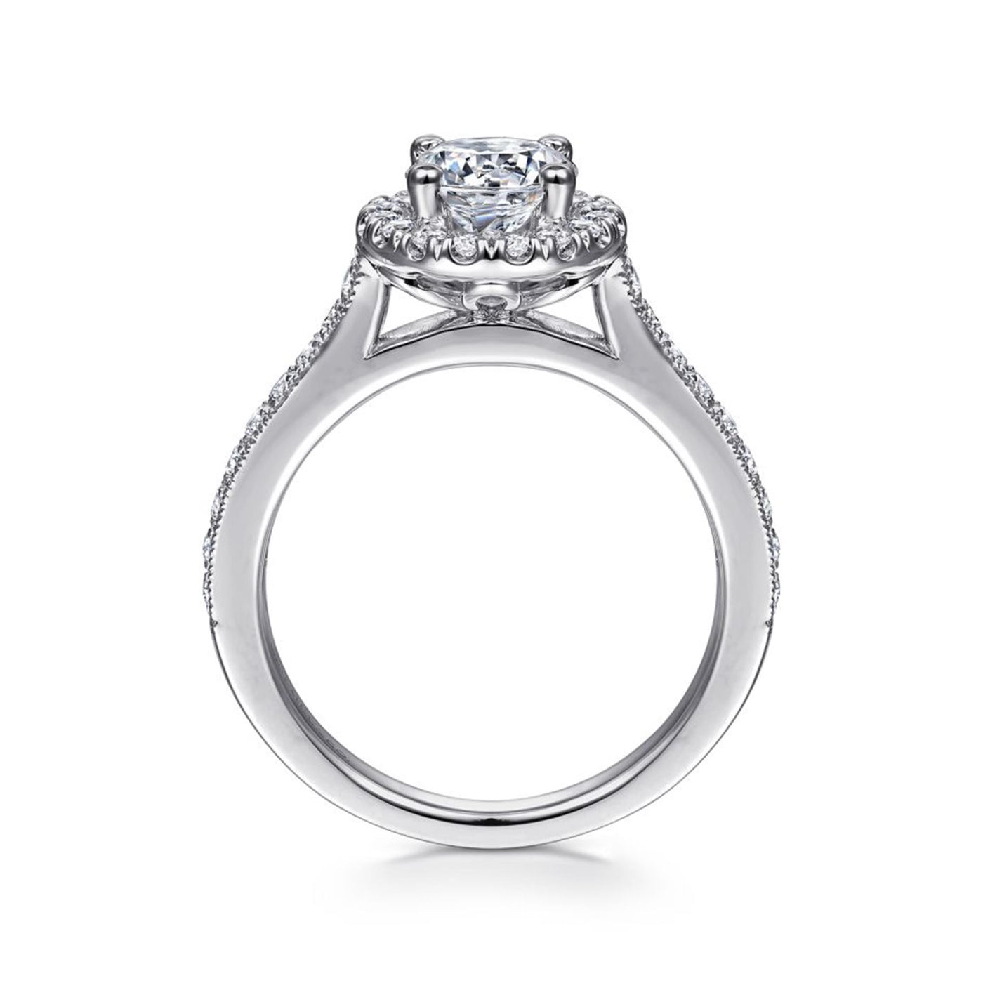 Gabriel 14K White Gold .47ctw Round Halo Style Diamond Semi-Mount Engagement Ring