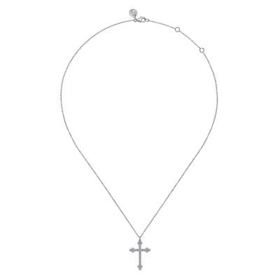 Gabriel 14K White Gold 0.25ctw Cross Style Pendant