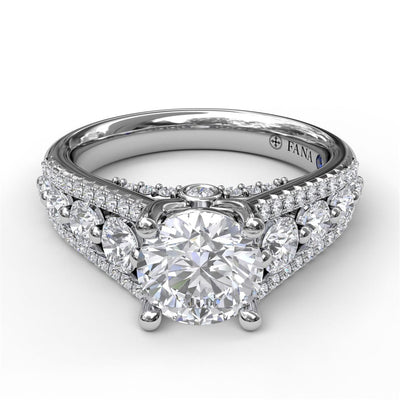 Fana 14K White Gold .84ctw 4 Prong Style Diamond Semi-Mount Engagement Ring