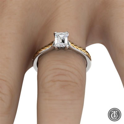 14K White & Yellow Gold 0.76ctw 4 Prong Style Diamond Semi-Mount Engagement Ring