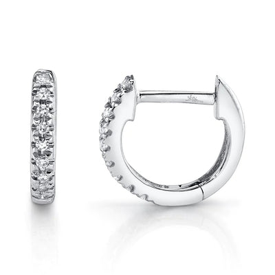 Shy Creation 14K White Gold .04ctw Classic Huggie Style Diamond Earrings