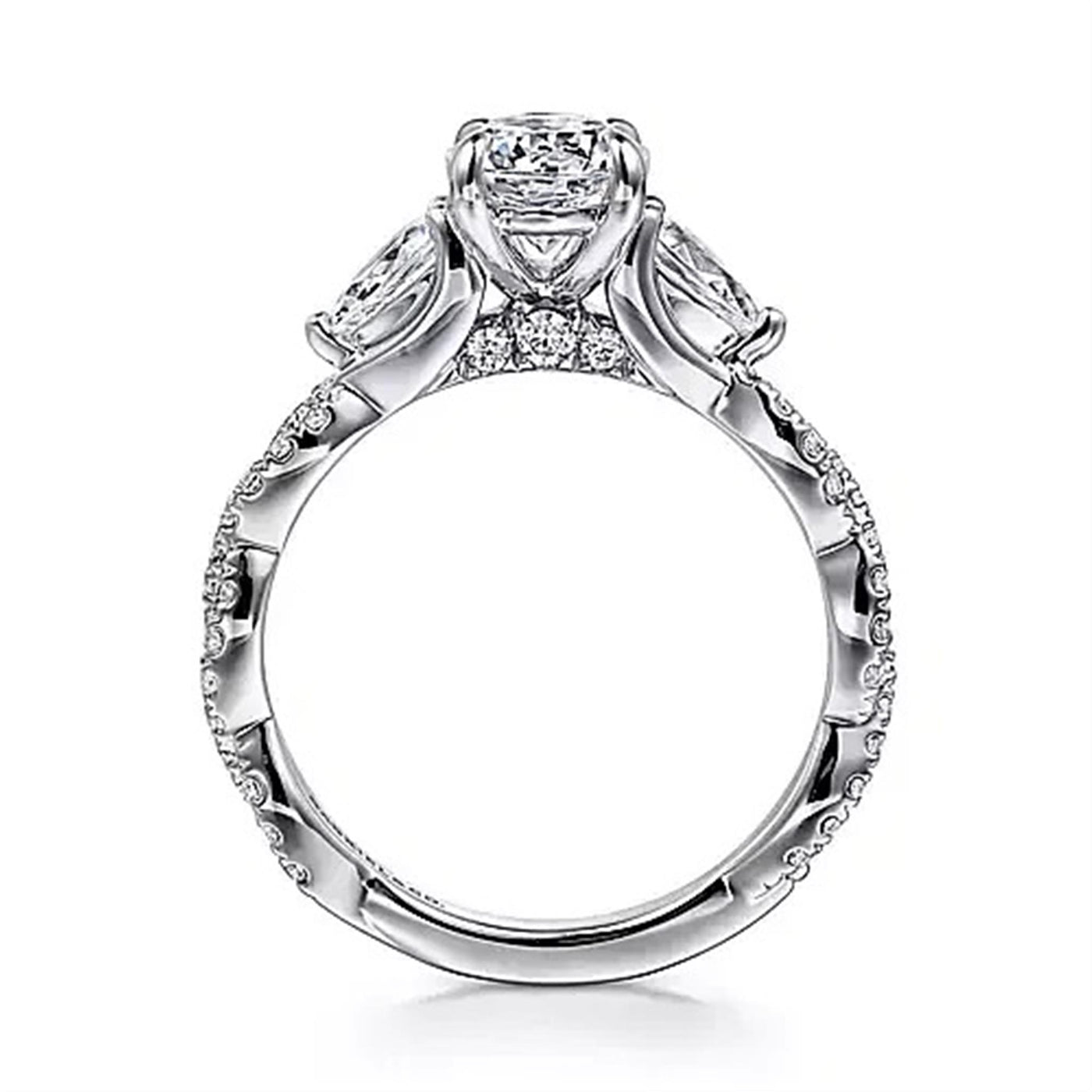Gabriel - Classic Collection 14K White Gold .78ctw 4 Prong Style Diamond Semi-Mount Engagement Ring